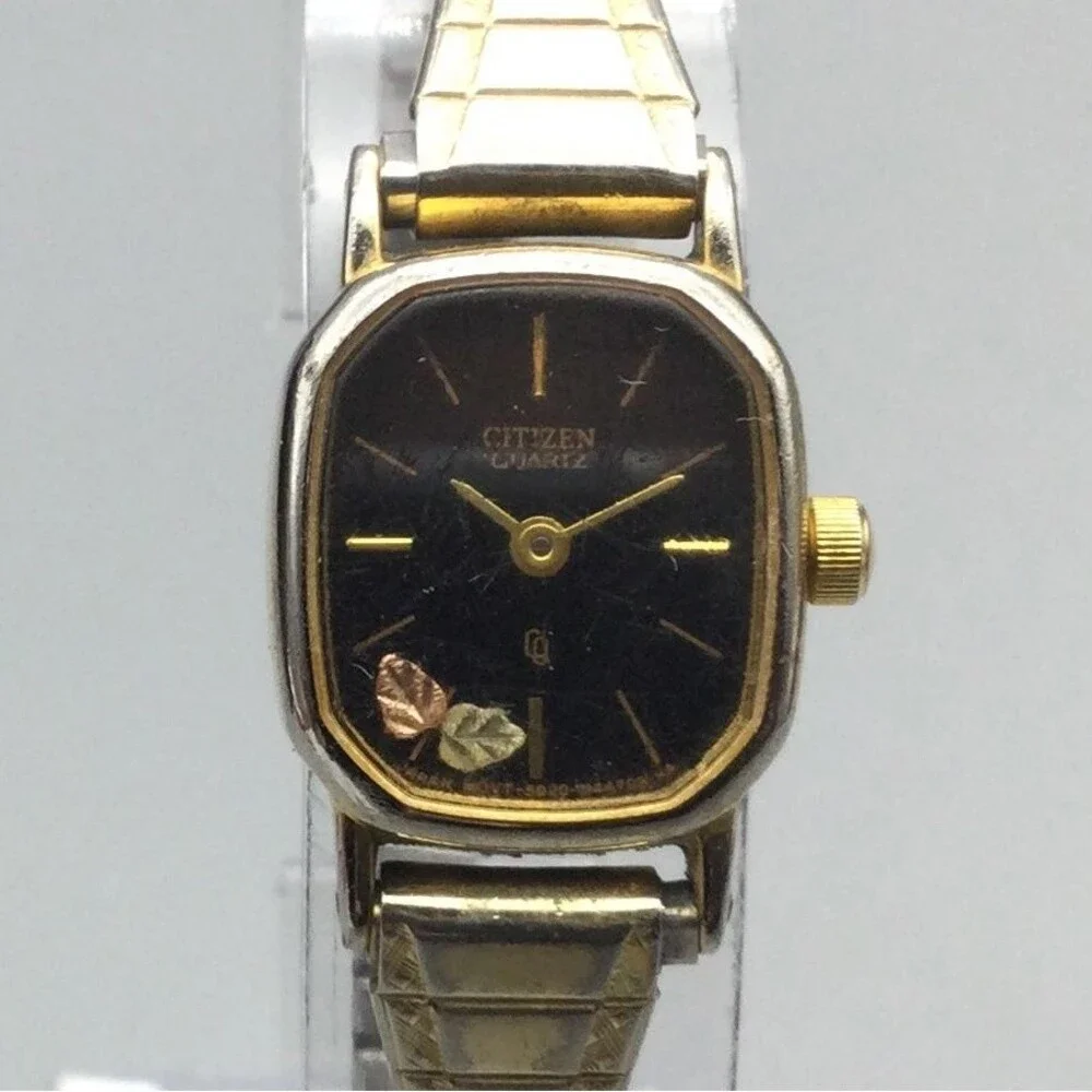 Vintage Citizen Womens Watch 17mm Gold Tone Leaf Expansion New Battery